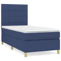 cadre de lit avec matelas Bleu 100x200 cm Tissu