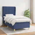 cadre de lit avec matelas Bleu 100x200 cm Tissu