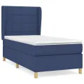 cadre de lit avec matelas Bleu 100x200 cm Tissu