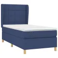cadre de lit avec matelas Bleu 100x200 cm Tissu