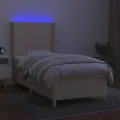 cadre de lit matelas et LED Crème 80x200cm Tissu