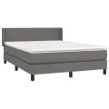cadre de lit avec matelas Gris 140x190 cm Similicuir