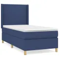 cadre de lit avec matelas Bleu 100x200 cm Tissu