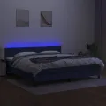 cadre de lit et matelas et LED Bleu 200x200 cm Tissu