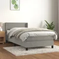cadre de lit et matelas Gris clair 90x190 cm Velours