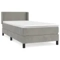 cadre de lit et matelas Gris clair 90x190 cm Velours