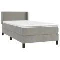 cadre de lit et matelas Gris clair 90x190 cm Velours