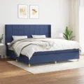cadre de lit avec matelas Bleu 200x200 cm Tissu