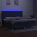 cadre de lit et matelas et LED Bleu 200x200 cm Tissu