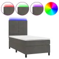 cadre de lit et matelas et LED Gris foncé 90x200 cm