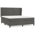 cadre de lit et matelas Gris foncé 180x200cm Velours