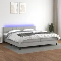 cadre de lit matelas LED Gris clair 200x200 cm Tissu