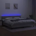 cadre de lit matelas LED Gris clair 200x200 cm Tissu
