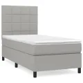cadre de lit avec matelas Gris clair 100x200cm Tissu