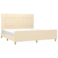 Cadre de lit avec tête de lit Crème 180 x 200 cm Tissu