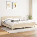 cadre de lit avec matelas Crème 200x200 cm Tissu