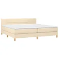 cadre de lit avec matelas Crème 200x200 cm Tissu