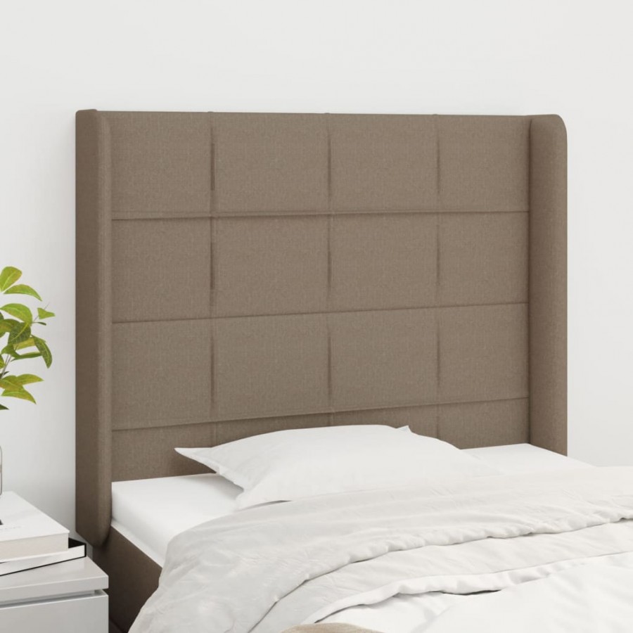 Tête de lit avec oreilles Taupe 103x16x118/128 cm Tissu