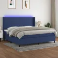 cadre de lit matelas LED Bleu 200x200 cm Tissu