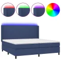 cadre de lit matelas LED Bleu 200x200 cm Tissu