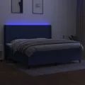 cadre de lit matelas LED Bleu 200x200 cm Tissu