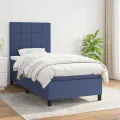 cadre de lit avec matelas Bleu 90x200 cm Tissu