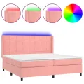 cadre de lit matelas et LED Rose 200x200 cm Velours