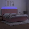 cadre de lit matelas et LED Rose 200x200 cm Velours