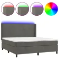 cadre de lit matelas et LED Gris foncé 160x200 cm