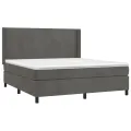 cadre de lit matelas et LED Gris foncé 160x200 cm