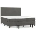 cadre de lit et matelas Gris foncé 160x200cm Velours