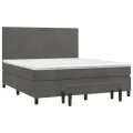 cadre de lit et matelas Gris foncé 160x200cm Velours