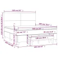 cadre de lit et matelas Gris foncé 160x200cm Velours