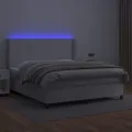 cadre de lit matelas LED Blanc 160x200 cm Similicuir