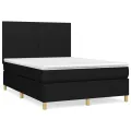 cadre de lit avec matelas Noir 140x200 cm Tissu