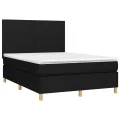 cadre de lit avec matelas Noir 140x200 cm Tissu
