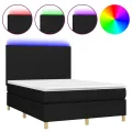 cadre de lit et matelas et LED Noir 140x200 cm Tissu