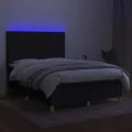 cadre de lit et matelas et LED Noir 140x200 cm Tissu