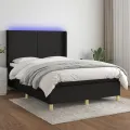 cadre de lit matelas et LED Noir 140x200 cm Tissu