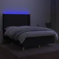 cadre de lit matelas et LED Noir 140x200 cm Tissu