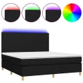 cadre de lit et matelas et LED Noir 160x200 cm Tissu
