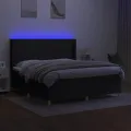 cadre de lit matelas et LED Noir 160x200 cm Tissu