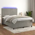cadre de lit avec matelas LED Gris clair 140x200 cm