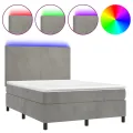 cadre de lit avec matelas LED Gris clair 140x200 cm