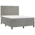 cadre de lit avec matelas LED Gris clair 140x200 cm