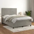 cadre de lit et matelas Gris clair 140x200cm Velours