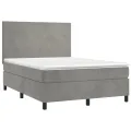 cadre de lit et matelas Gris clair 140x200cm Velours