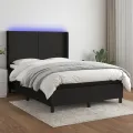 cadre de lit matelas et LED Noir 140x190 cm Tissu