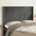 Tête de lit avec oreilles Gris foncé 147x16x118/128 cm Velours