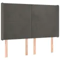 Tête de lit avec oreilles Gris foncé 147x16x118/128 cm Velours